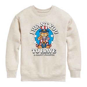 Boys' - Garfield - Want You To Have A Happy Fourth Graphic Long Sleeve Fleece Sweatshirt - 1 of 4