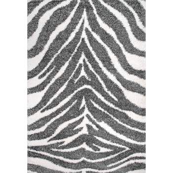 Everlynn Zebra Shag Rug Off White/Black - nuLOOM