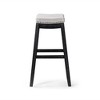 Maven Lane Sophia Backless Bar Stool in Aged Black Finish with Snow White Fabric - 3 of 4