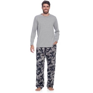 Ashford & Brooks Men's Jersey Knit Long-Sleeve Top and Mink Fleece Bottom Pajama Set - 1 of 4