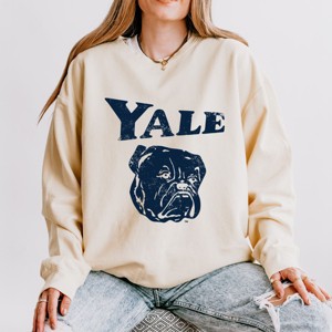 Yale Bulldog Distressed - Women's Lightweight Garment Dyed Sweatshirt - 1 of 3