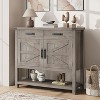 Farmhouse Entryway Table With 2-Door Cabinet & 2 Drawers, Wood Console Table With Storage, Coffee Bar Cabinet, Buffet Sideboard for Home - 3 of 4