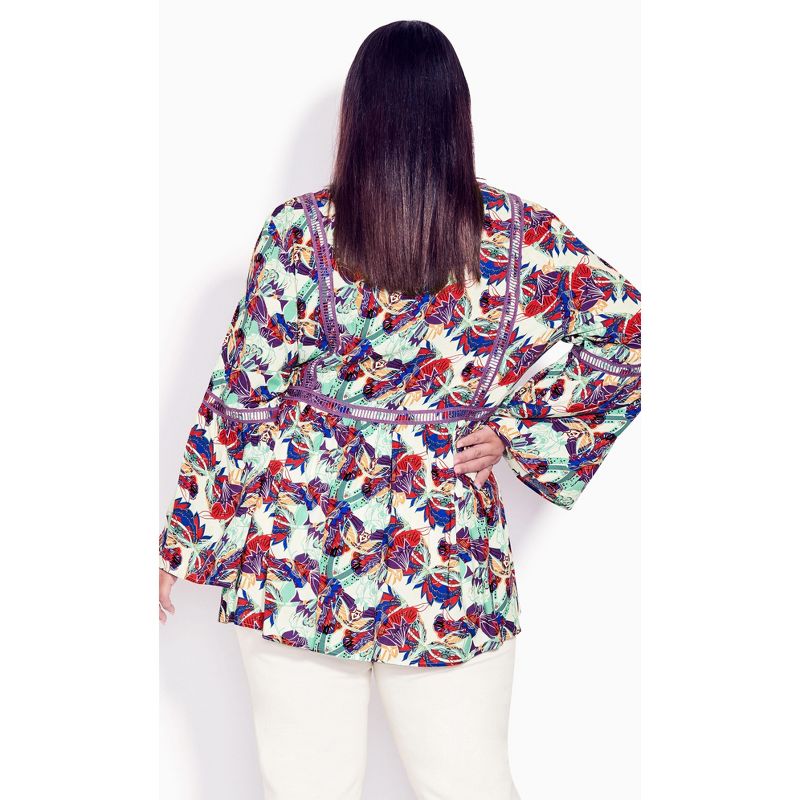 Women's Plus Size Boho Bell Sleeve Top  - Abstract | AVENUE, 2 of 4