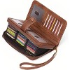 Wikineon Leather Credit Card Holder Wallet for Women RFID Blocking Large Capacity Bifold Zipper Card Case Organizer with Wristlet 45 Slots - 2 of 4
