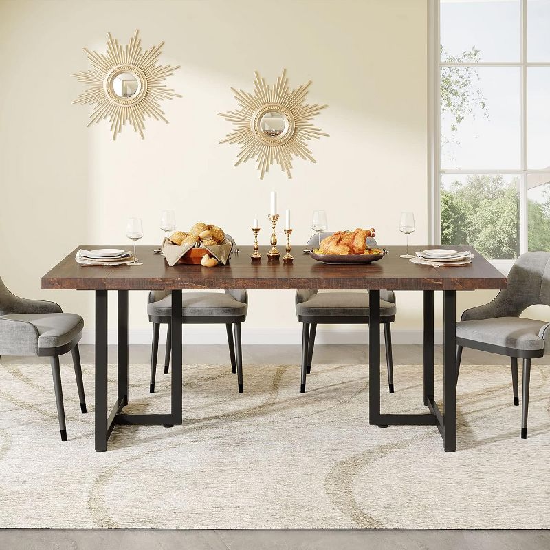 Tribesigns Farmhouse Rectangular Kitchen Dining Table, 3 of 7