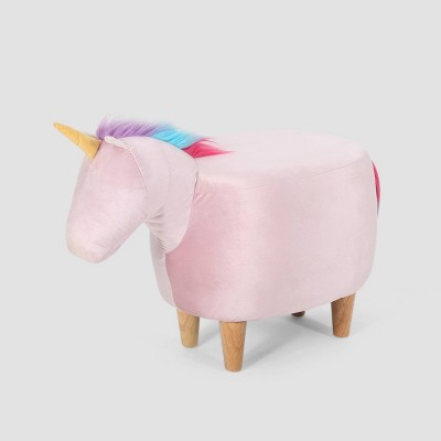 Emilia Velvet Unicorn Ottoman Pink - Christopher Knight Home