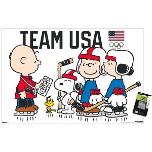 Trends International Team USA x Peanuts – Olympic Hockey Team Unframed Wall Poster Prints - 1 of 4