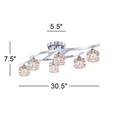 Chrome and Crystal LED Semi-Flush Mount Ceiling Light