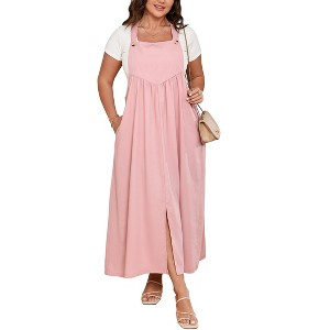 Whizmax Women's Plus Size Loose Sleeveless Jumpsuits Adjustable Spaghetti Strap Stretchy Long Straight Overalls Skirt - 1 of 4