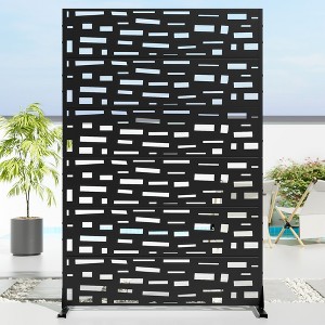 1-Piece 46.8 In. W x 71.37 In. H Wide Edged Black Galvanized Sheet Screen Outdoor Metal Screen Decorative Art Panel (6-Piece Assembly) - 1 of 4