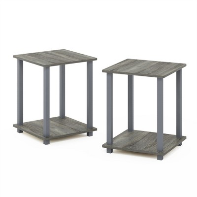 Furinno Simplistic End Table, Set of Two, French Oak/Grey