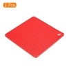 Unique Bargains Heat Resistant Non-Slip Flexible Durable Trivet Mat Red 2 Pcs - 3 of 3