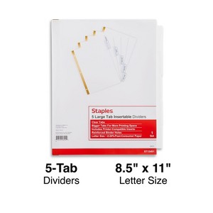 Staples Big Tab Insertable Paper Dividers 5-Tab Clear (13491/11122) 462788 - 1 of 4
