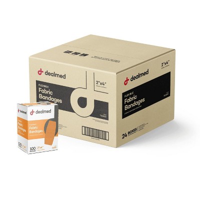 Dealmed 2" x 4" Fabric Bandage Adhesive with Non-Stick Pad, Latex Free Wound Care