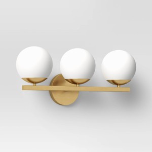 Geneva Globe Collection Vanity Wall Light Brass - Threshold™: 3-Light, ETL Listed, Polished Glass Sconces - 1 of 3