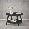 Honey Brown Round Coffee Table with 2 Tiers of Storage, Measuring 31.5 x 17.7 Inches, Ideal for the Living Room - 2 of 4