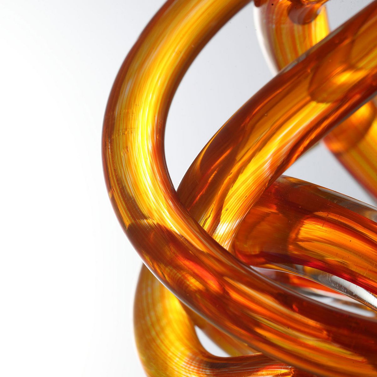 Luxury Lane Hand Blown Orange Infinity Knot Sommerso Art Orbit Glass Ball - thumbnail 3