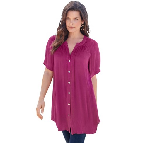 Roaman's Women's Plus Size Short-sleeve Angelina Tunic - 34 W ...