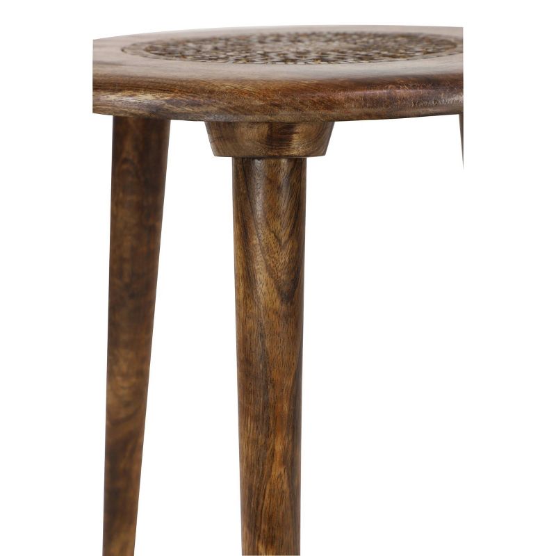 Carved Mango Wood Tripod Table Brown - Olivia &#38; May, 6 of 9