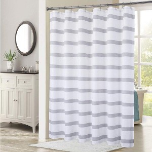Striped Shower Curtain Waffle Weave Textured Shower Curtain - 1 of 4