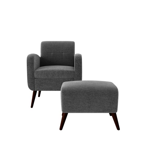 Thoms Armchair And Ottoman Set Dark Gray Velour Handy Living