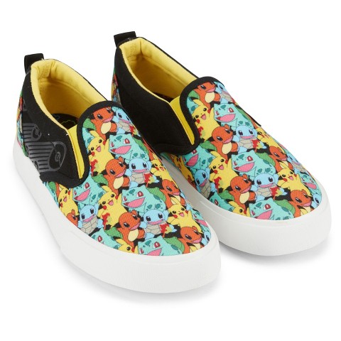 Pokemon Boys Pokemon Pikachu Slip-On Shoes - Boys Pokemon Pikachu Slip On Sneakers - Pikachu Charmander Bulbasaur Canvas Slip On Sneakers (Grey, 13)