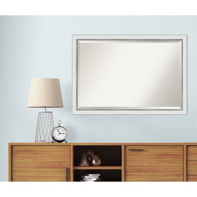 Eva Narrow White Silver Rectangular Bathroom Vanity Wall Mirror