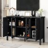 HDZNVF Retro TV Stand with 3 Spacious Cabinets for TVs up to 43 Inche Black - 3 of 4