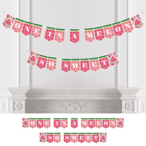 Big Dot of Happiness Sweet Watermelon - Fruit Party Bunting Banner - Party Decorations - One In A Melon So Sweet - image 1 of 4