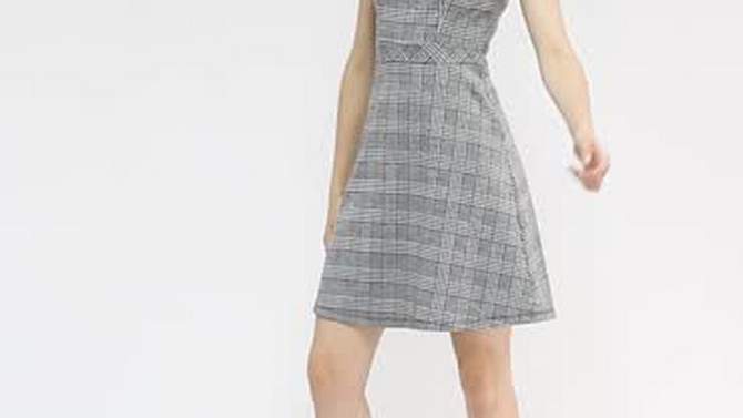 Allegra K Women's Plaid Tweed Sleeveless Fit and Flare Houndstooth Work Dresses, 2 of 7, play video