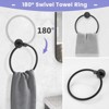 Itopfox 5 Piece Matte Black Bathroom Hardware Set 27.5 Inch Wall Mounted SUS304 Stainless Steel Towel Bar Towel Ring Robe Hook - 4 of 4