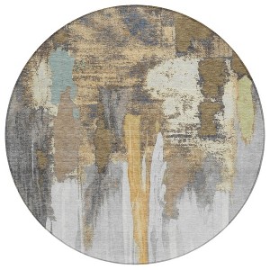 Taupe And Beige Abstract Washable Indoor Outdoor Area Rug - 1 of 4