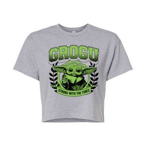 Women's - Star Wars - The Mandalorian Grogu Collegiate Cropped Graphic T-Shirt - 1 of 4