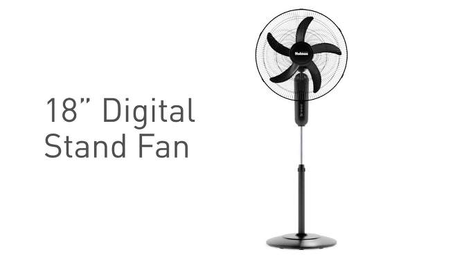 Holmes 18&#34; Digital Oscillating 3 Speed Stand Fan with Remote Control Black, 2 of 11, play video