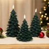 Northlight Flickering LED Flameless Christmas Tree Wax Candles - 7.25" - Green - Set of 3 - 2 of 4