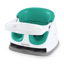Ingenuity Baby Base 2-in-1 Booster Feeding and Floor Seat with Self-Storing Tray - Ultramarine Green