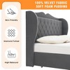 Garvee King Size Bed Frame with 4 Storage Drawers and Charging Station, Velvet Upholstered Platform Bed with Tall Headboard and Storage Shelf, Gray - 4 of 4