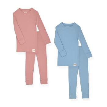 Sleep On It 4-piece 100% Organic Cotton Rib Knit Pajama Sets For