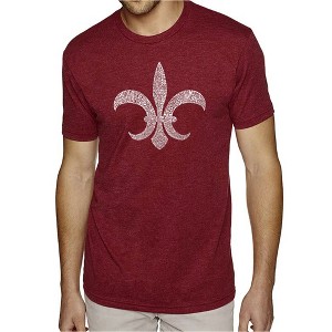 LA Pop Art Men's Premium Blend Word Art T-shirt - FLEUR DE LIS - POPULAR LOUISIANA CITIES Burgundy 3X Large - 1 of 4