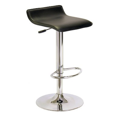 Single Airlift Swivel Adjustable Height Barstool with Black Faux Leather Seat Black/Metal - Winsome