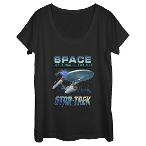 Women's Star Trek: The Original Series USS Enterprise Space The Final Frontier Scoop Neck - 1 of 4