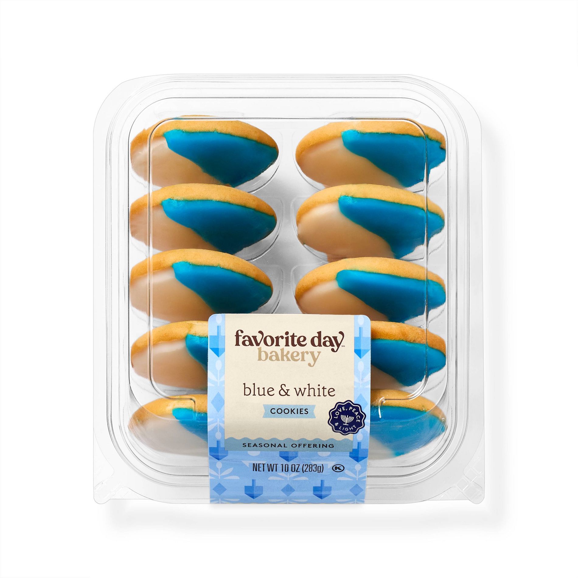 Hanukkah Blue & White Cookies - 10oz/10ct - Favorite Day™