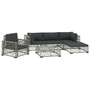 vidaXL Garden Lounge Set Grey PE Rattan, powder-coated steel, tempered glass - 1 of 4