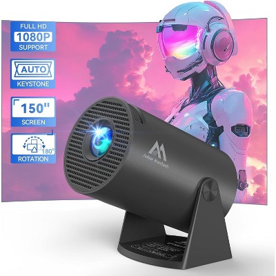 Mini Projector with WiFi and Bluetooth, 150" Portable Projector, 180°Adjustable Stand Smart Projector, 2.4G/5G/6G WiFi with Full HD 1080P