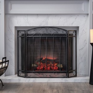 NicBex Classic Wrought Iron Fireplace Screen with Arched Top and Scrollwork Freestanding Fire Guard Safety Gate for Living Room - 1 of 4