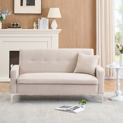 SKRAN 57.1" Suede Fabric Loveseat with Side Storage Pocket with Upholstery and Multi-Functional Storage for Living Room, Apartment, Home Office