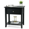 Costway 2PCS Nightstand Sofa End Side Table W/ Storage Drawer Bottom Shelf Black - 4 of 4