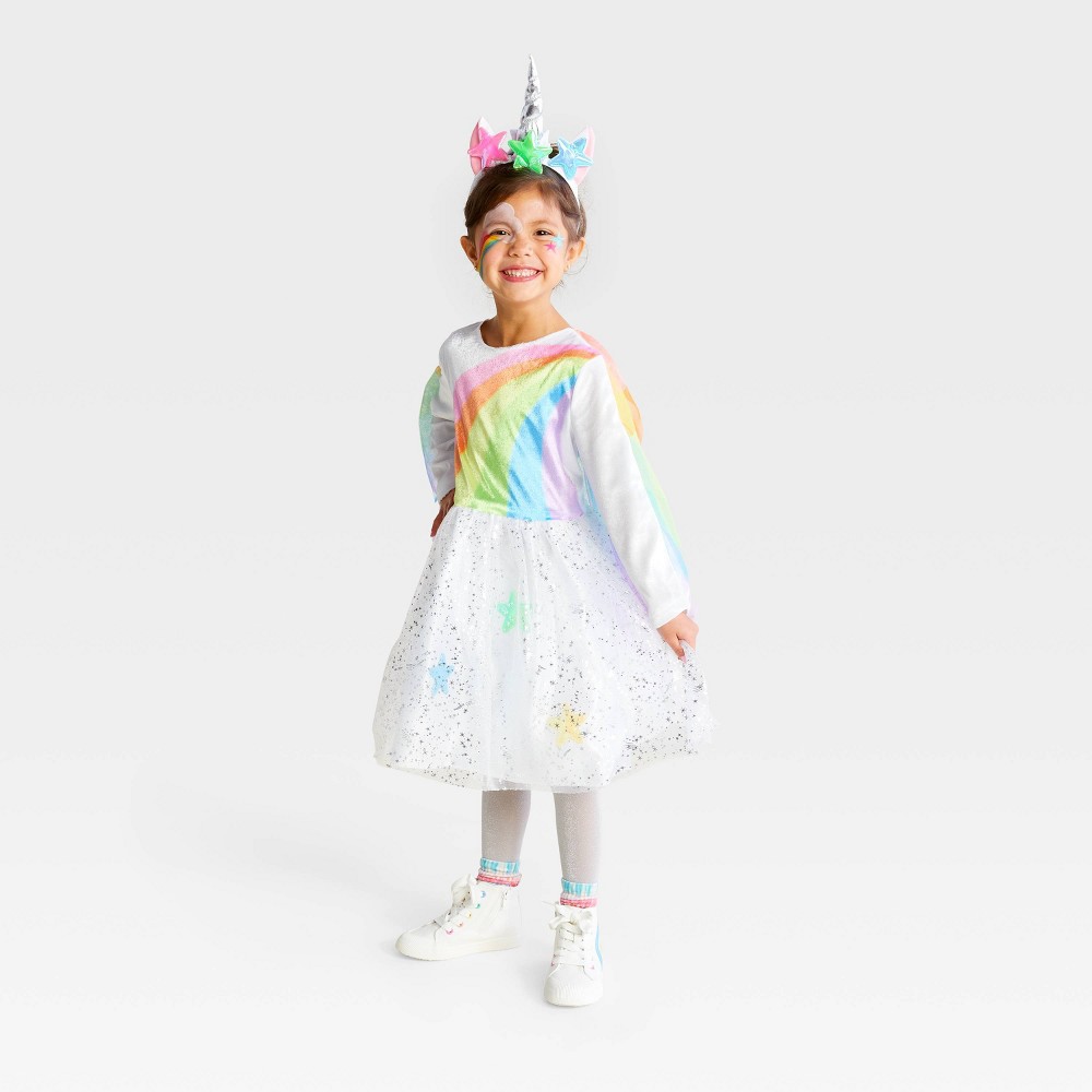 Halloween Toddler Light Up Rainbow Unicorn Halloween Costume Dress with Headpiece 4-5T - Hyde & EEK! Boutique