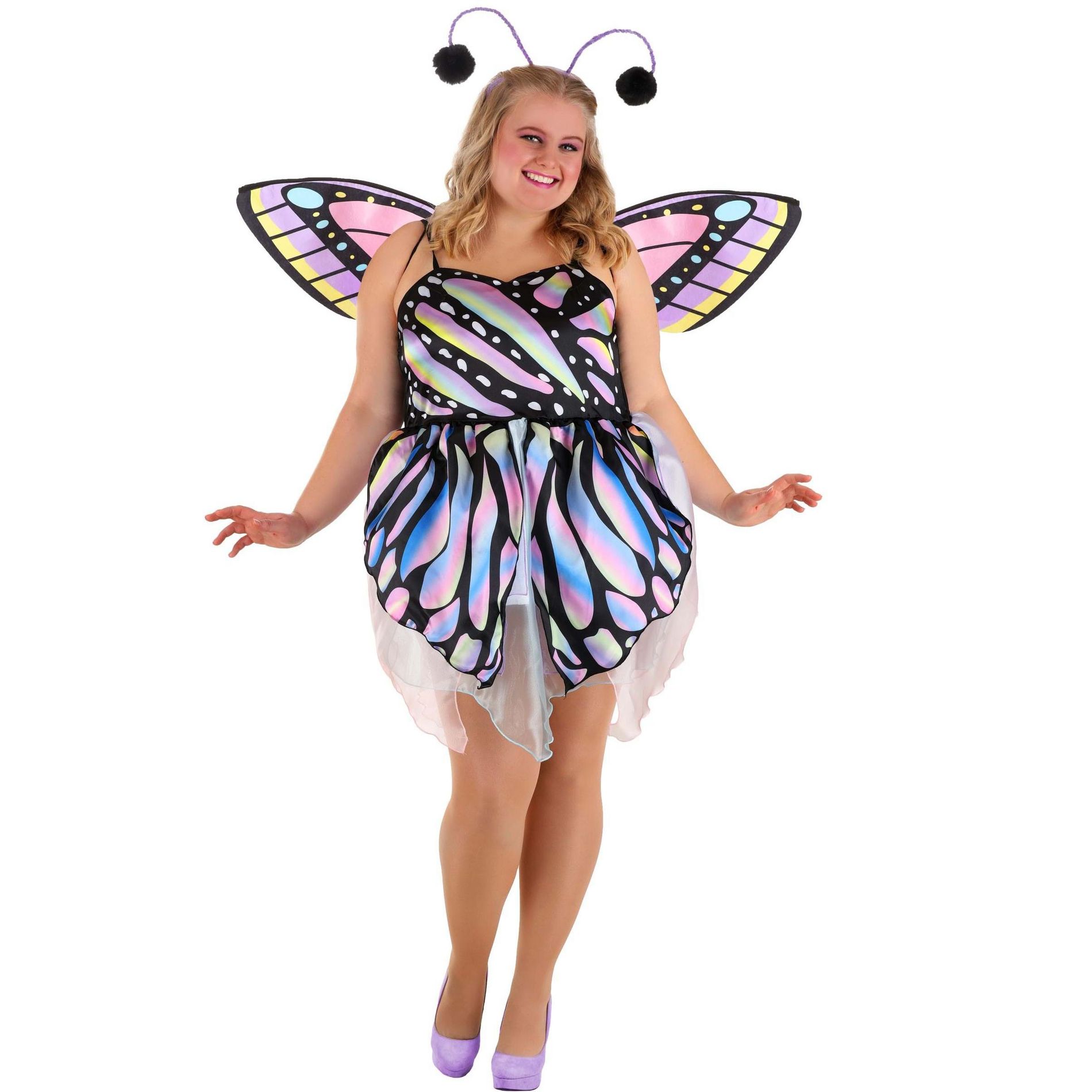 HalloweenCostumes.com 2X Women Plus Size Wild Wings Butterfly Women's Costume | Butterfly Costumes, Pink/Blue/Purple