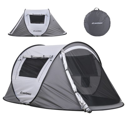 VisioGear Pop Up Camping Tent for 2 People, Portable Instant Outdoor Tent, White&Gray, 96.46"*57.09"*41.34"